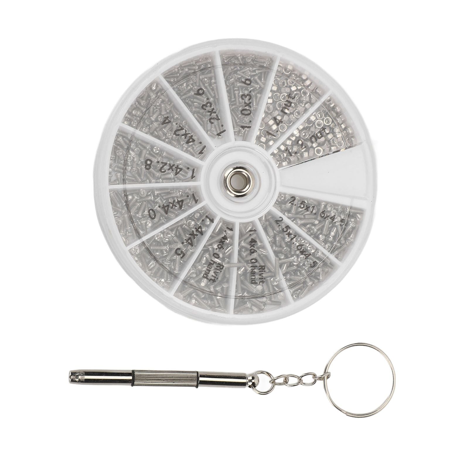 Screw Nut Assortment Kit 600pcs Watch Glasses Small Screw Nut Repair Kit with Screwdriver M1M1.2 M1.4 M1.6 V1294-YM0523-3117220025411