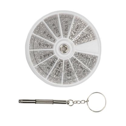 Screw Nut Assortment Kit 600pcs Watch Glasses Small Screw Nut Repair Kit with Screwdriver M1M1.2 M1.4 M1.6 V1294-YM0523-3117220025411