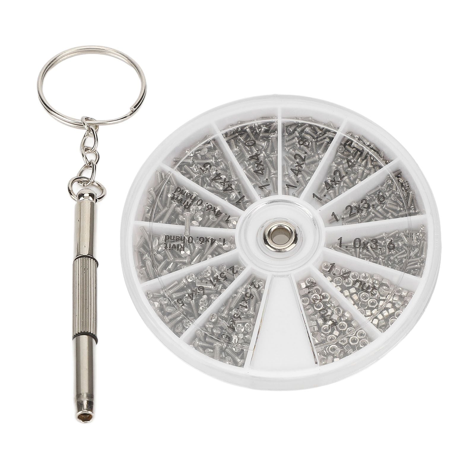 Screw Nut Assortment Kit 600pcs Watch Glasses Small Screw Nut Repair Kit with Screwdriver M1M1.2 M1.4 M1.6 V1294-YM0523-3117220025411