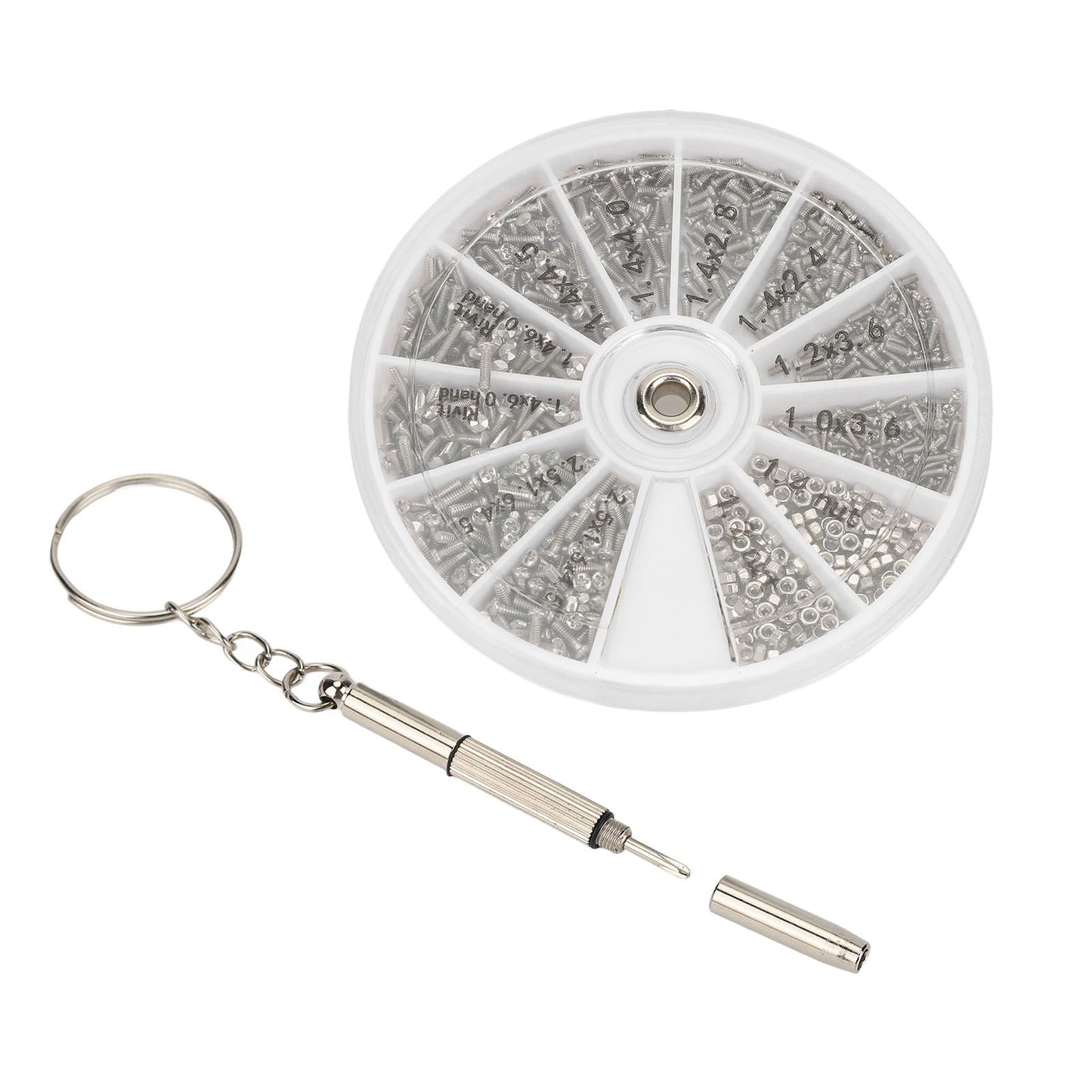 Screw Nut Assortment Kit 600pcs Watch Glasses Small Screw Nut Repair Kit with Screwdriver M1M1.2 M1.4 M1.6 V1294-YM0523-3117220025411