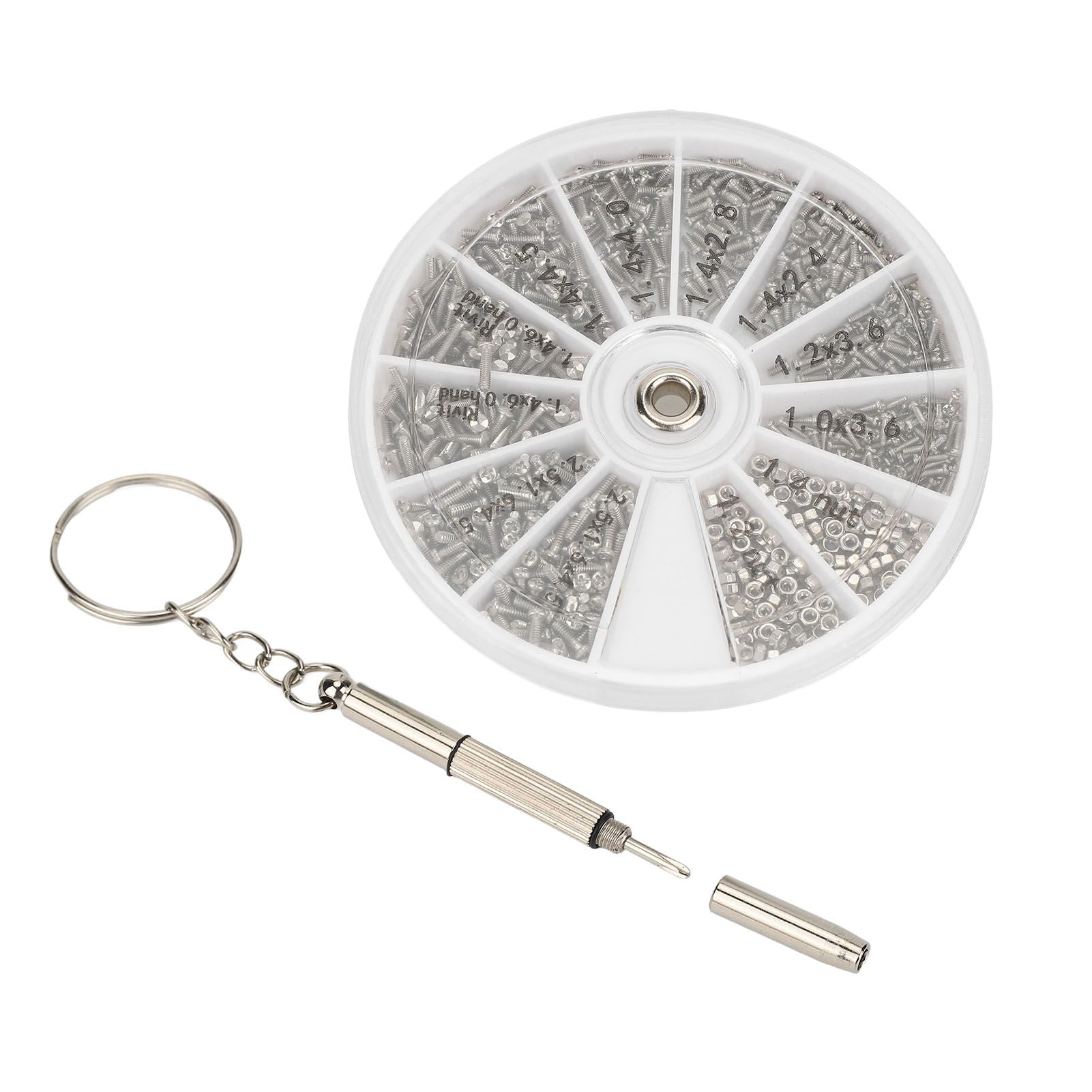 Screw Nut Assortment Kit 600pcs Watch Glasses Small Screw Nut Repair Kit with Screwdriver M1M1.2 M1.4 M1.6 V1294-YM0523-3117220025411