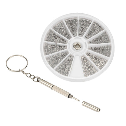 Screw Nut Assortment Kit 600pcs Watch Glasses Small Screw Nut Repair Kit with Screwdriver M1M1.2 M1.4 M1.6 V1294-YM0523-3117220025411