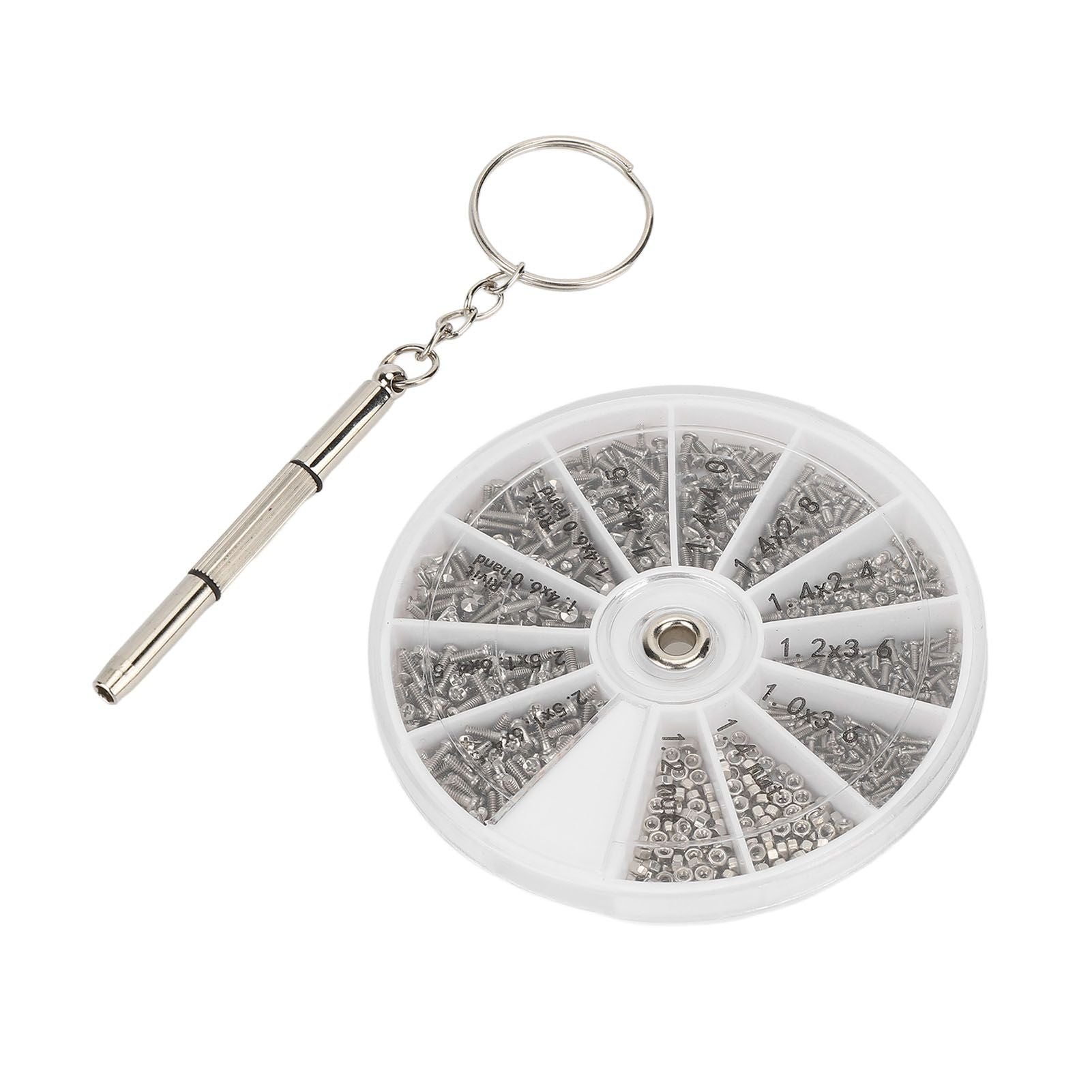 Screw Nut Assortment Kit 600pcs Watch Glasses Small Screw Nut Repair Kit with Screwdriver M1M1.2 M1.4 M1.6 V1294-YM0523-3117220025411