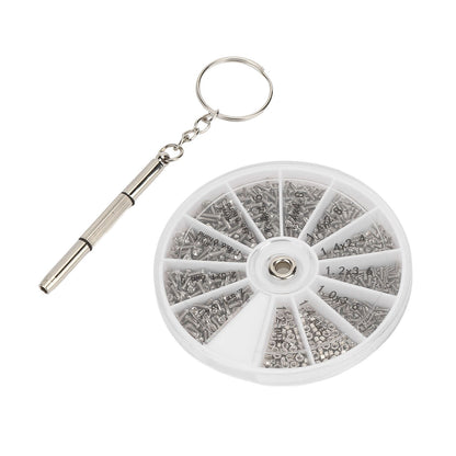 Screw Nut Assortment Kit 600pcs Watch Glasses Small Screw Nut Repair Kit with Screwdriver M1M1.2 M1.4 M1.6 V1294-YM0523-3117220025411