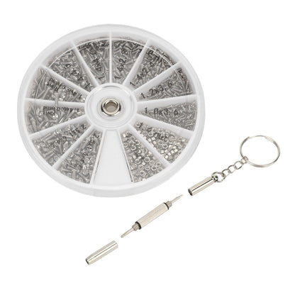 Screw Nut Assortment Kit 600pcs Watch Glasses Small Screw Nut Repair Kit with Screwdriver M1M1.2 M1.4 M1.6 V1294-YM0523-3117220025411