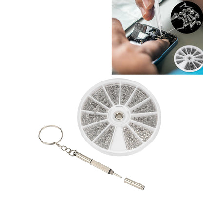 Screw Nut Assortment Kit 600pcs Watch Glasses Small Screw Nut Repair Kit with Screwdriver M1M1.2 M1.4 M1.6 V1294-YM0523-3117220025411