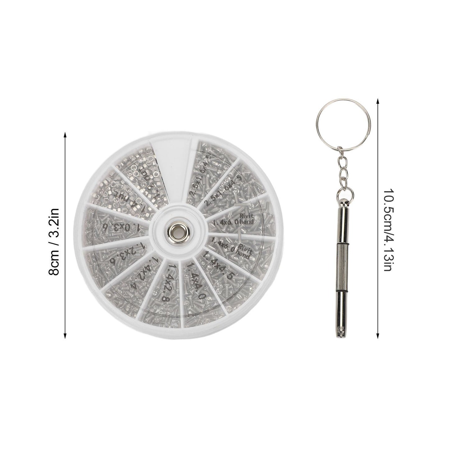 Screw Nut Assortment Kit 600pcs Watch Glasses Small Screw Nut Repair Kit with Screwdriver M1M1.2 M1.4 M1.6 V1294-YM0523-3117220025411