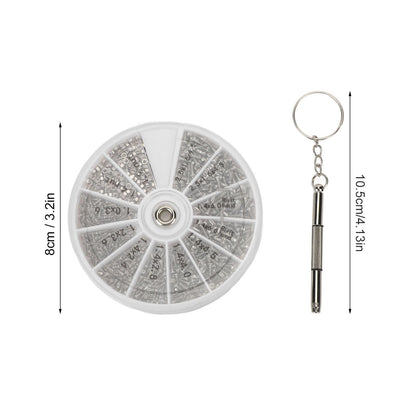 Screw Nut Assortment Kit 600pcs Watch Glasses Small Screw Nut Repair Kit with Screwdriver M1M1.2 M1.4 M1.6 V1294-YM0523-3117220025411