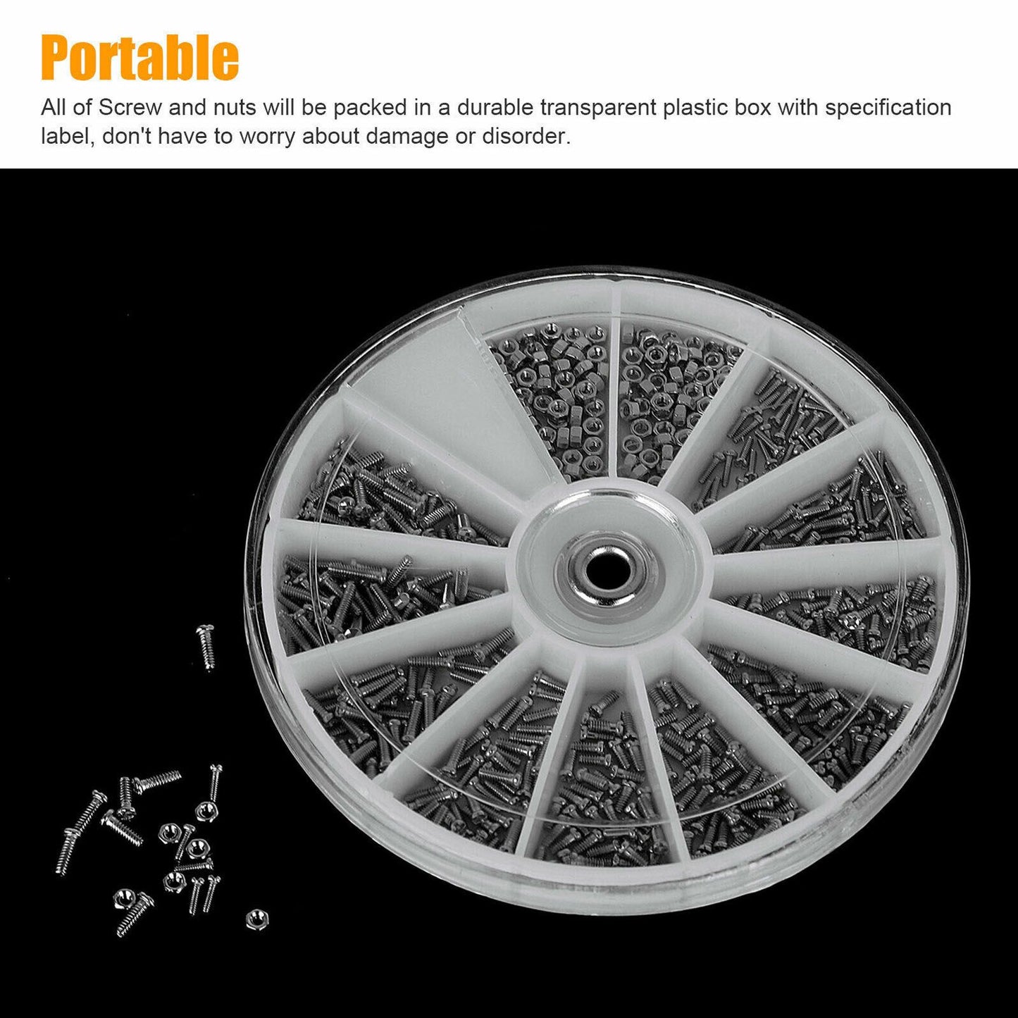 Screw Nut Assortment Kit 600pcs Watch Glasses Small Screw Nut Repair Kit with Screwdriver M1M1.2 M1.4 M1.6 V1294-YM0523-3117220025411