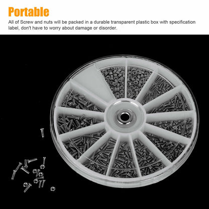 Screw Nut Assortment Kit 600pcs Watch Glasses Small Screw Nut Repair Kit with Screwdriver M1M1.2 M1.4 M1.6 V1294-YM0523-3117220025411