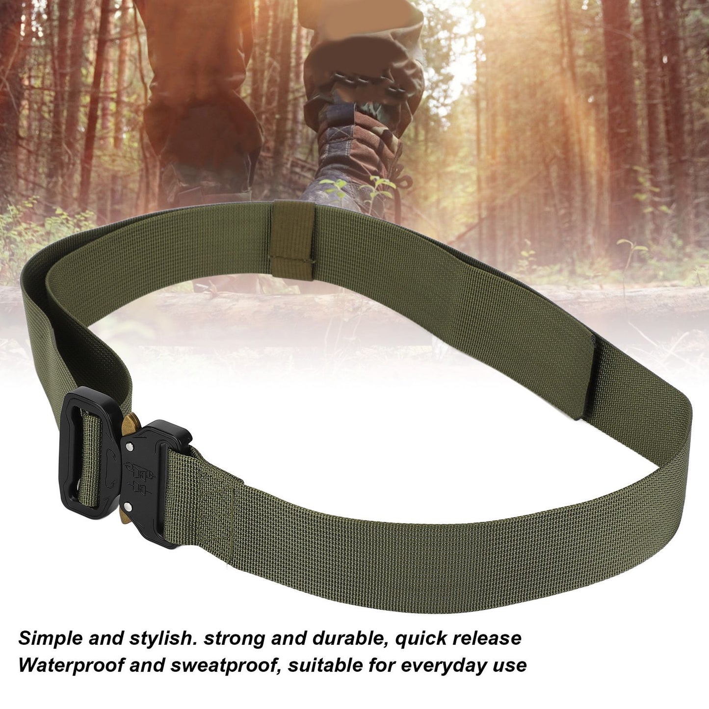 Waist Belt Quick Release Simple Stylish Durable Waterproof Sweatproof Multipurpose Outdoor Tactics BeltGreen V1294-YM0523-3117220026011