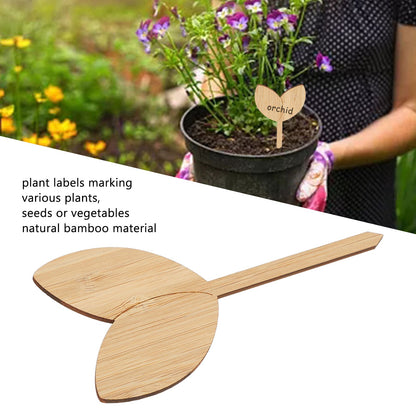 10pcs Plant Labels Bamboo Material Easy Writing 1/8 in Thickness Decorative Garden Markers for GardenerLeaf V1294-YM0523-3117220027111