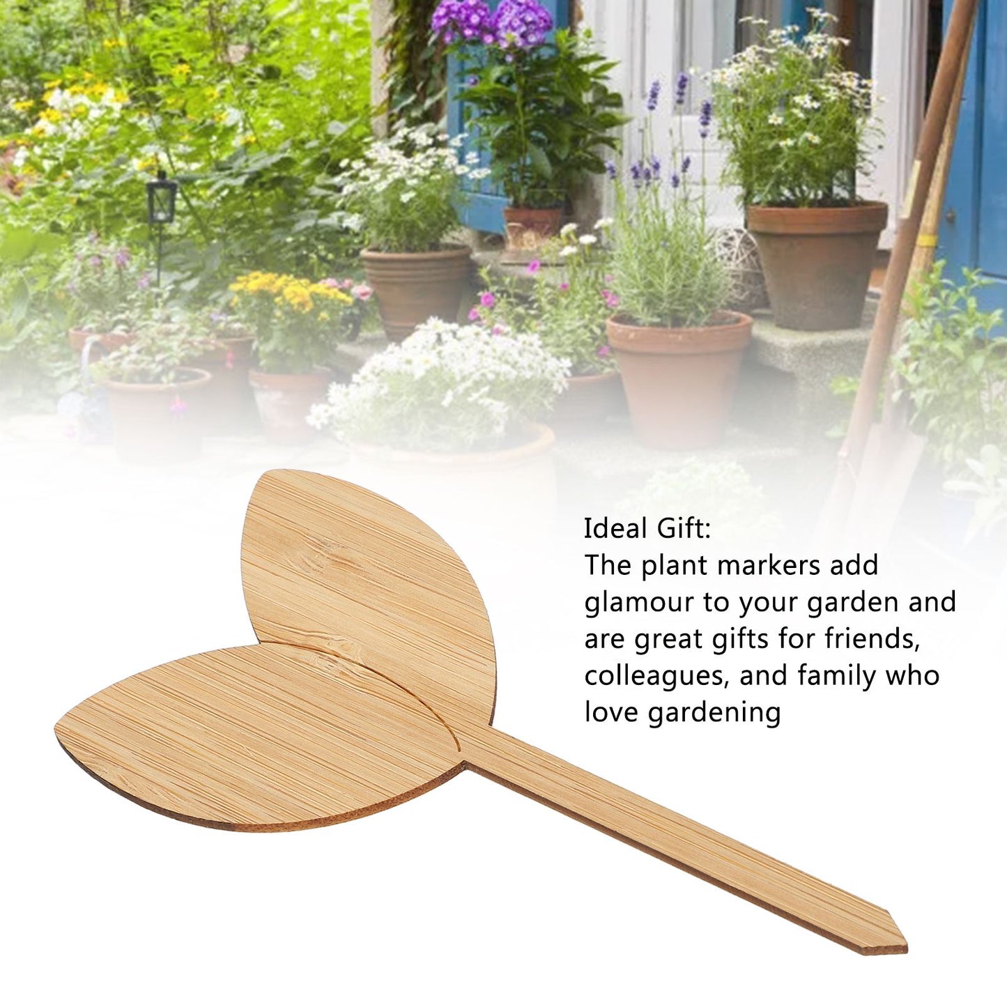 10pcs Plant Labels Bamboo Material Easy Writing 1/8 in Thickness Decorative Garden Markers for GardenerLeaf V1294-YM0523-3117220027111