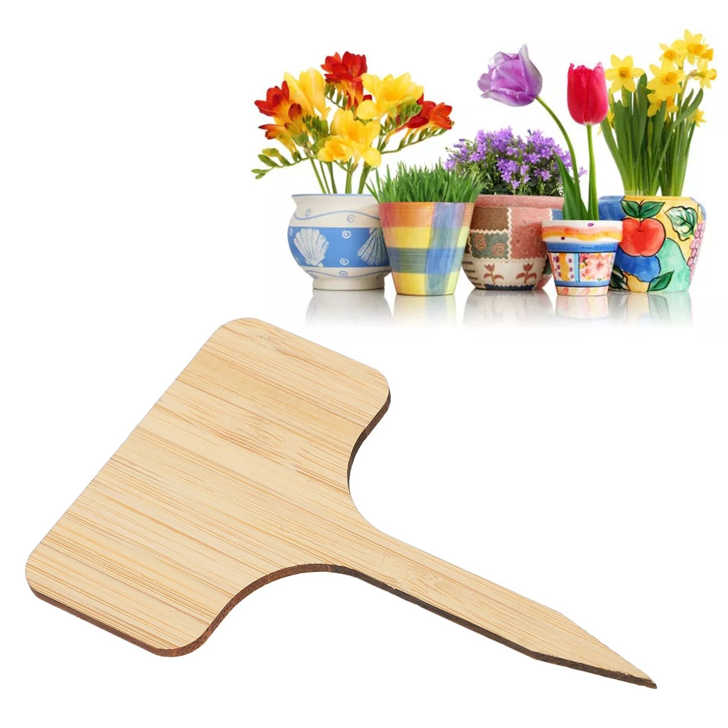 10pcs Plant Labels Bamboo Material Easy Writing 1/8 in Thickness Decorative Garden Markers for GardenerT Shape V1294-YM0523-3117220027113