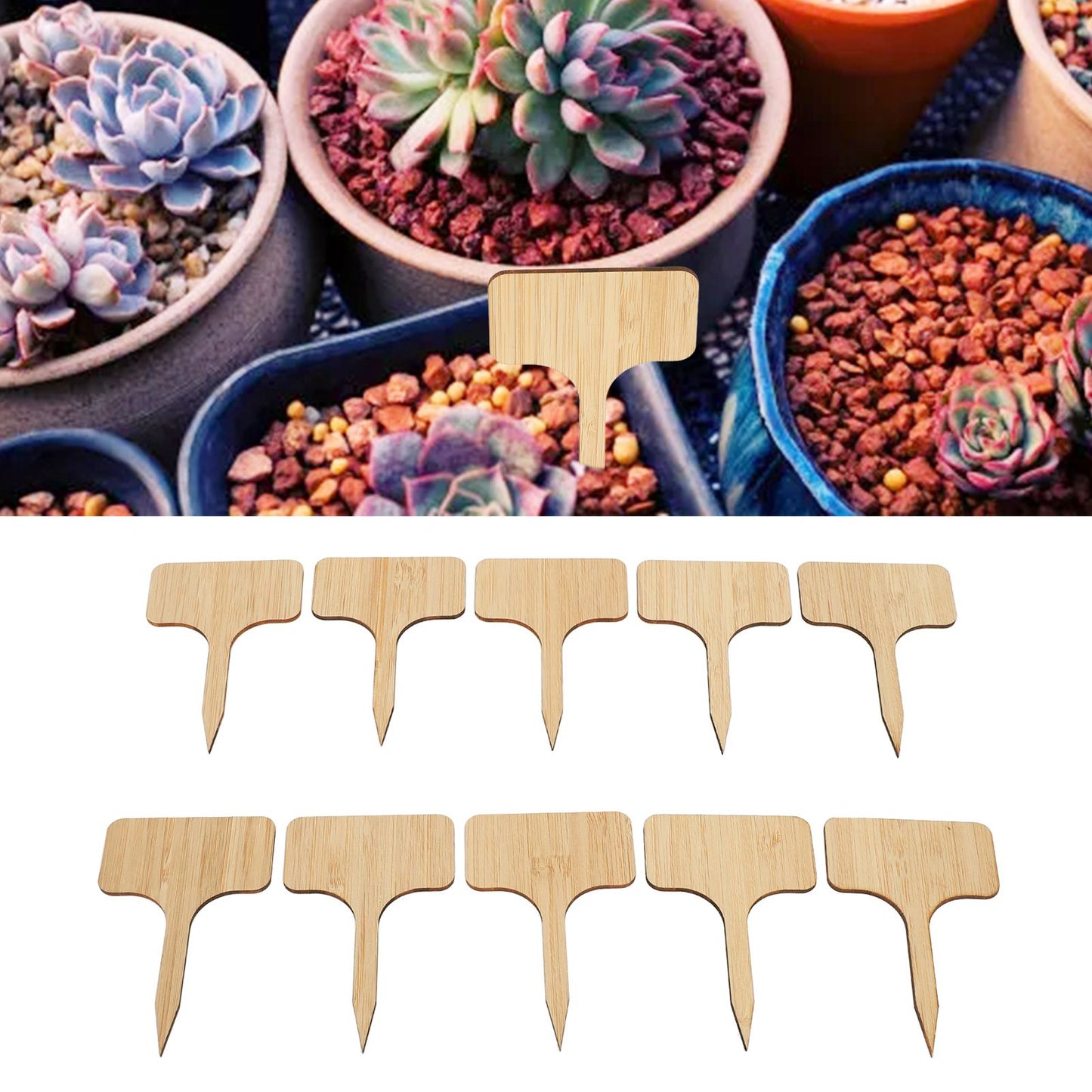 10pcs Plant Labels Bamboo Material Easy Writing 1/8 in Thickness Decorative Garden Markers for GardenerT Shape V1294-YM0523-3117220027113