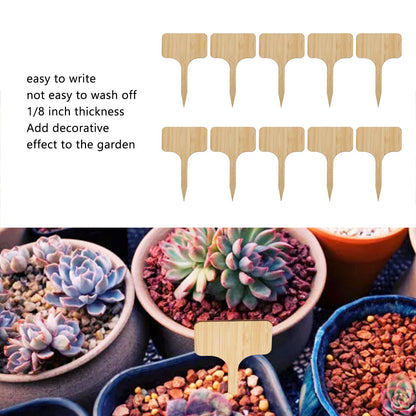 10pcs Plant Labels Bamboo Material Easy Writing 1/8 in Thickness Decorative Garden Markers for GardenerT Shape V1294-YM0523-3117220027113