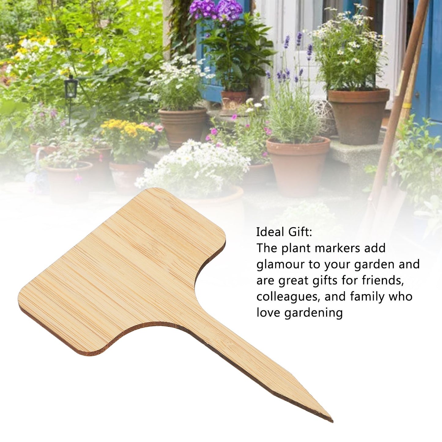 10pcs Plant Labels Bamboo Material Easy Writing 1/8 in Thickness Decorative Garden Markers for GardenerT Shape V1294-YM0523-3117220027113
