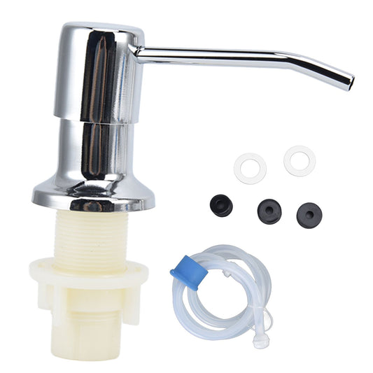 Sink Soap Dispenser Kit with Silicone Tube Stainless Steel Electroplating Sink Liquid Pump Head for Kitchen V1294-YM0523-3117220027411