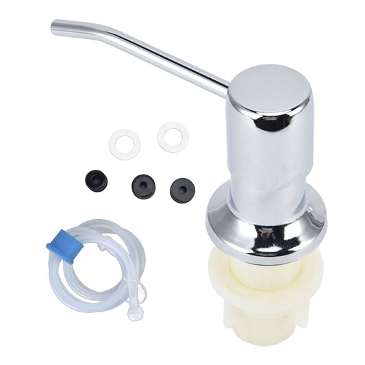 Sink Soap Dispenser Kit with Silicone Tube Stainless Steel Electroplating Sink Liquid Pump Head for Kitchen V1294-YM0523-3117220027411