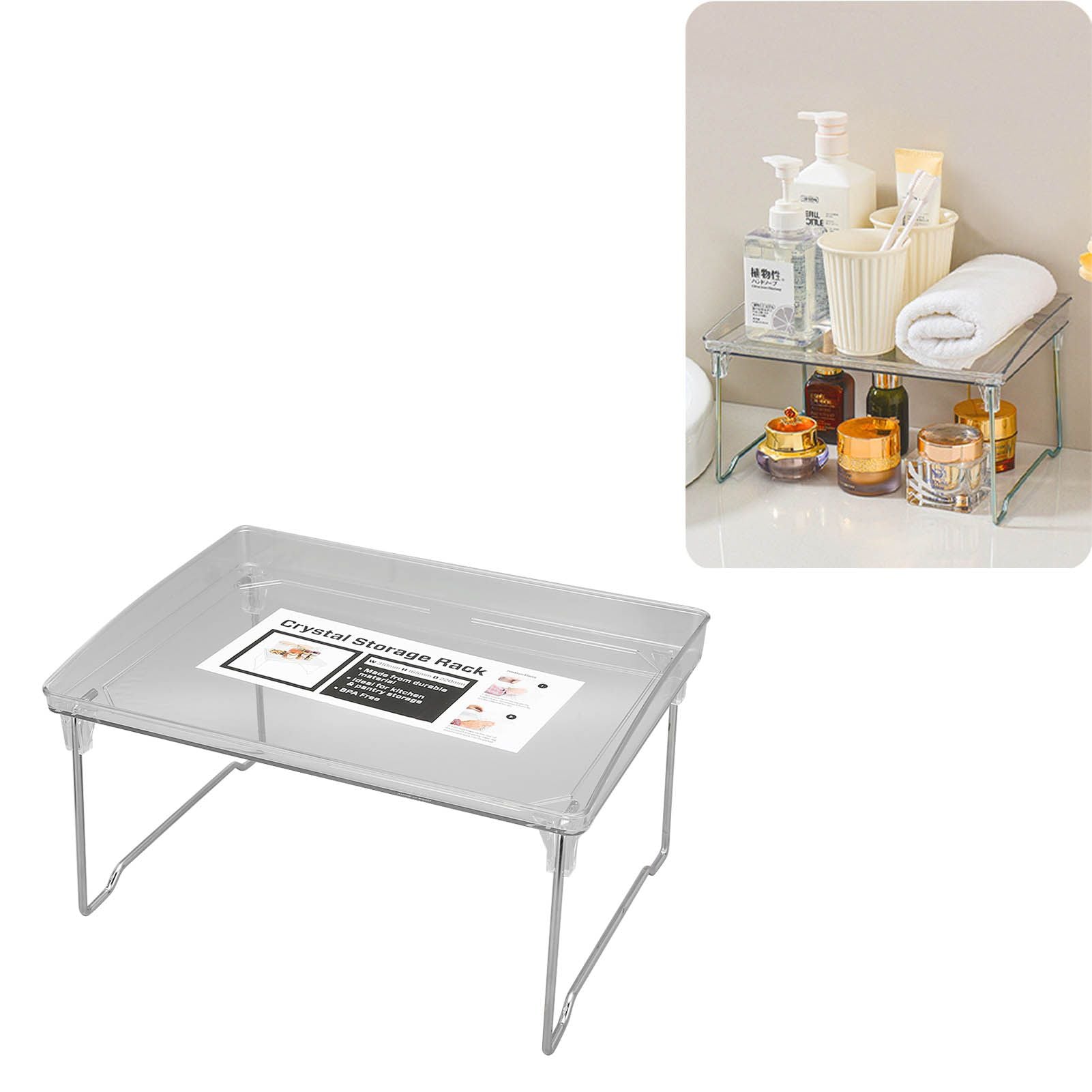 Desk Organizer Rack Stainless Steel Foldable Multifunctional Desktop Storage Shelf for Home V1294-YM0523-3117220028211