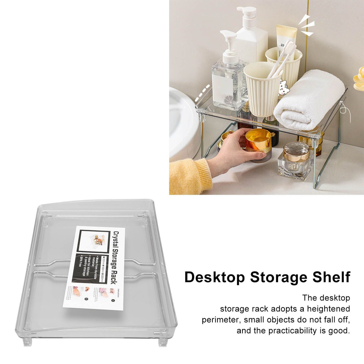 Desk Organizer Rack Stainless Steel Foldable Multifunctional Desktop Storage Shelf for Home V1294-YM0523-3117220028211