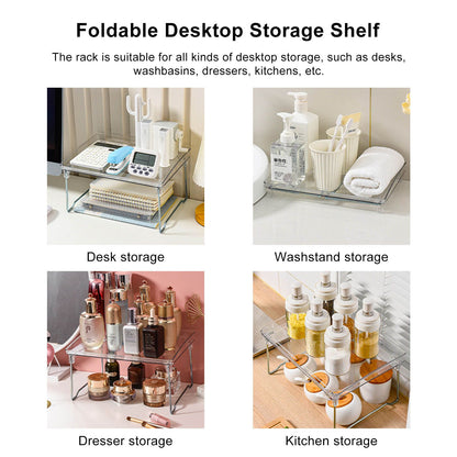 Desk Organizer Rack Stainless Steel Foldable Multifunctional Desktop Storage Shelf for Home V1294-YM0523-3117220028211