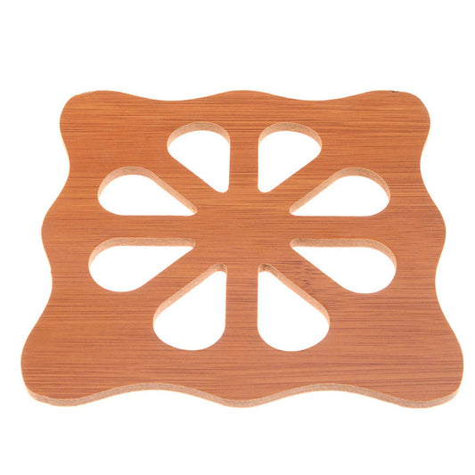 Hollow Wooden Coaster Kitchen Thickened Anti Scalding Heat Insulation Mat Anti Slip Pot Bowl MatL Square V1294-YM0523-3117220028416