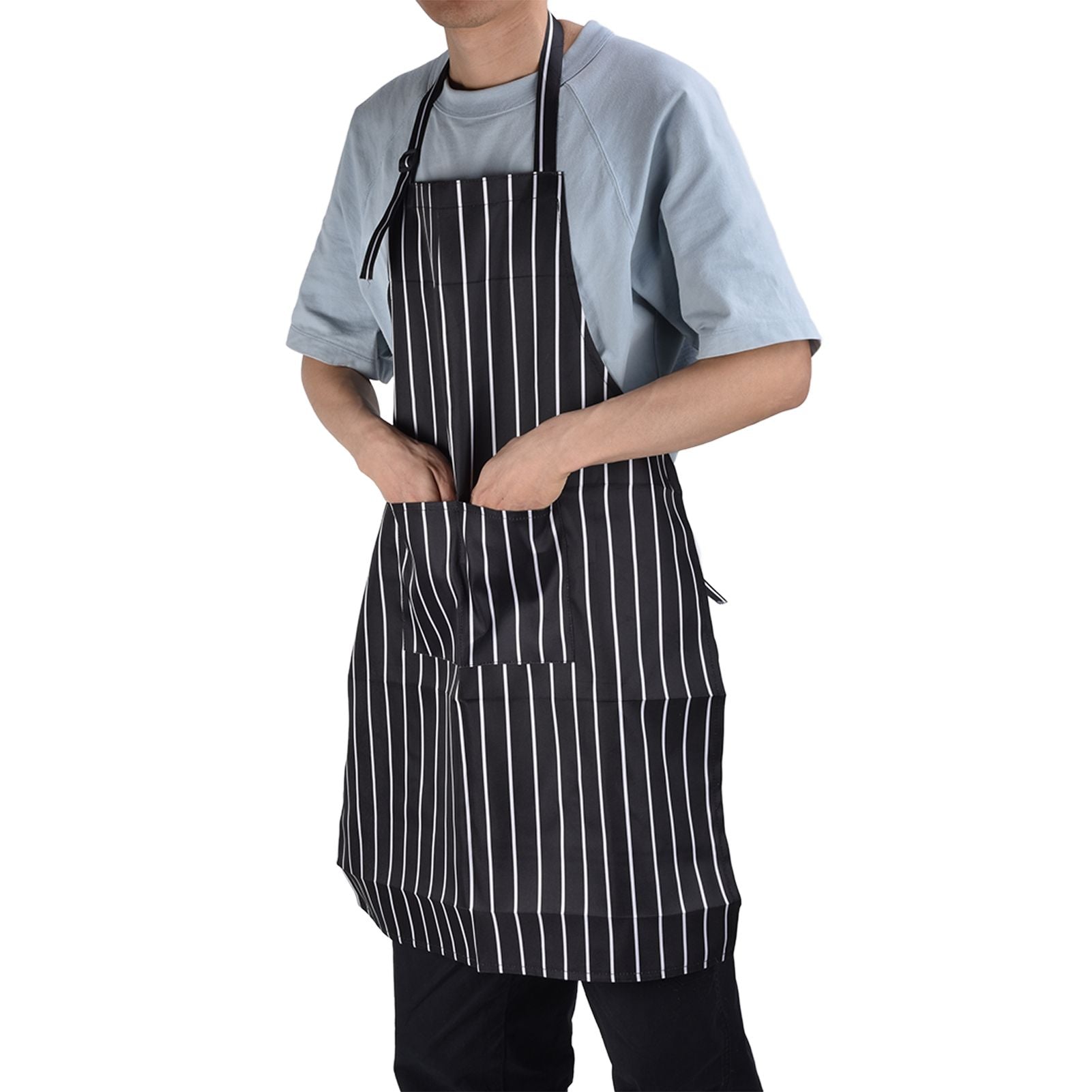 Bib Apron Waterproof Adjustable Kitchen Cooking Aprons with Dual Pockets for Kitchens Restaurants BakersBlack V1294-YM0523-3117220031611
