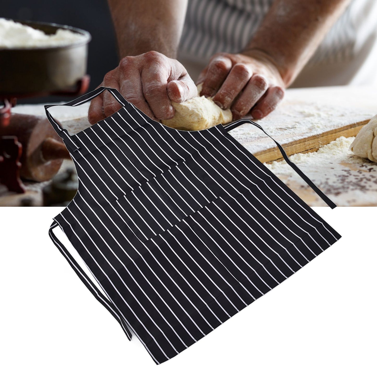 Bib Apron Waterproof Adjustable Kitchen Cooking Aprons with Dual Pockets for Kitchens Restaurants BakersBlack V1294-YM0523-3117220031611