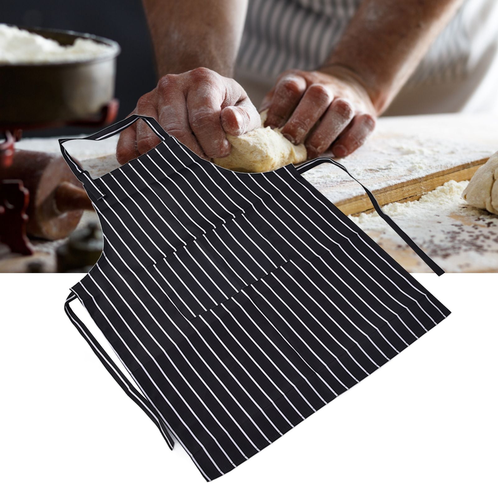 Bib Apron Waterproof Adjustable Kitchen Cooking Aprons with Dual Pockets for Kitchens Restaurants BakersBlack V1294-YM0523-3117220031611