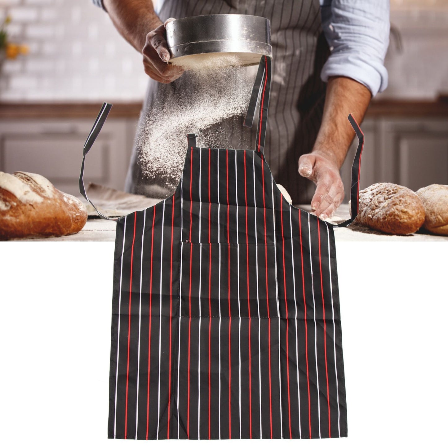 Bib Apron Waterproof Adjustable Kitchen Cooking Aprons with Dual Pockets for Kitchens Restaurants BakersRed V1294-YM0523-3117220031612