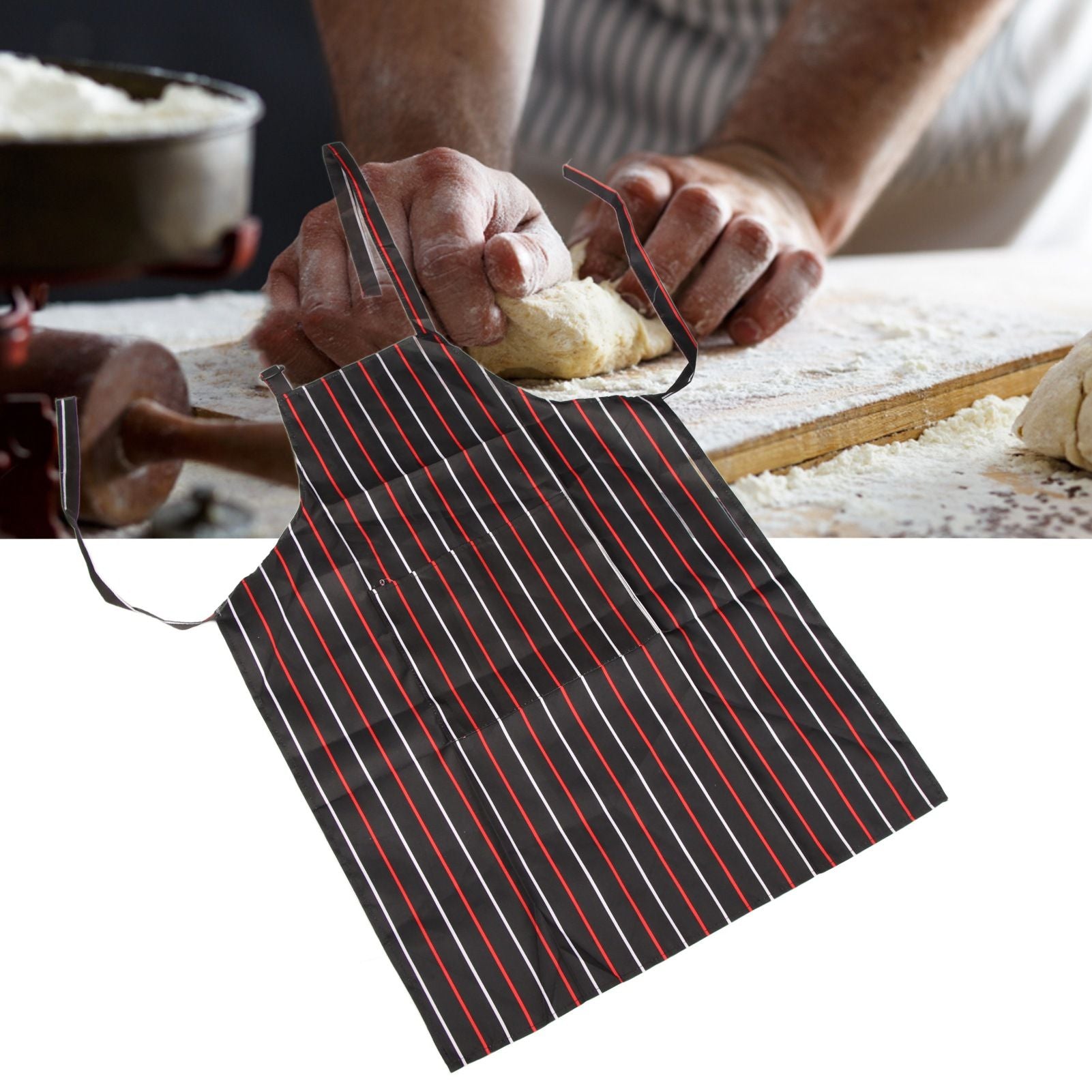 Bib Apron Waterproof Adjustable Kitchen Cooking Aprons with Dual Pockets for Kitchens Restaurants BakersRed V1294-YM0523-3117220031612