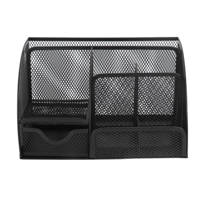 Desktop Mesh Pen Storage Holder 7 Compartments Multifunction Black for Home Sturdy Office V1294-YM0523-3117220033311
