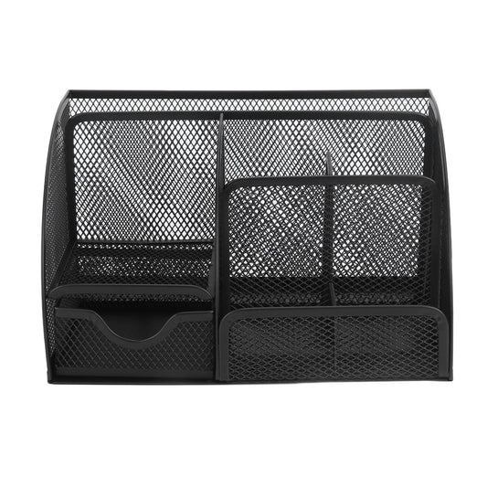 Desktop Mesh Pen Storage Holder 7 Compartments Multifunction Black for Home Sturdy Office V1294-YM0523-3117220033311