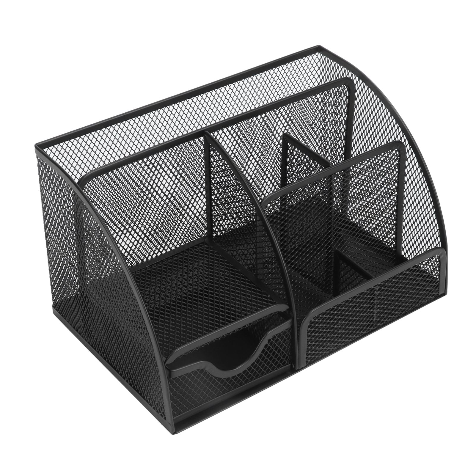 Desktop Mesh Pen Storage Holder 7 Compartments Multifunction Black for Home Sturdy Office V1294-YM0523-3117220033311