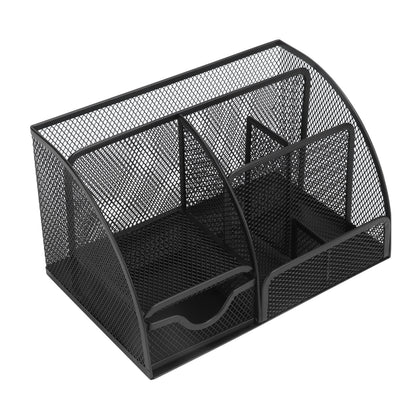 Desktop Mesh Pen Storage Holder 7 Compartments Multifunction Black for Home Sturdy Office V1294-YM0523-3117220033311