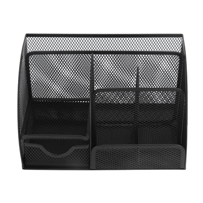 Desktop Mesh Pen Storage Holder 7 Compartments Multifunction Black for Home Sturdy Office V1294-YM0523-3117220033311