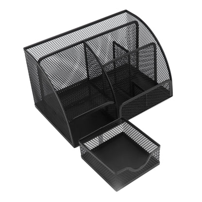 Desktop Mesh Pen Storage Holder 7 Compartments Multifunction Black for Home Sturdy Office V1294-YM0523-3117220033311