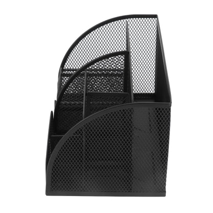 Desktop Mesh Pen Storage Holder 7 Compartments Multifunction Black for Home Sturdy Office V1294-YM0523-3117220033311