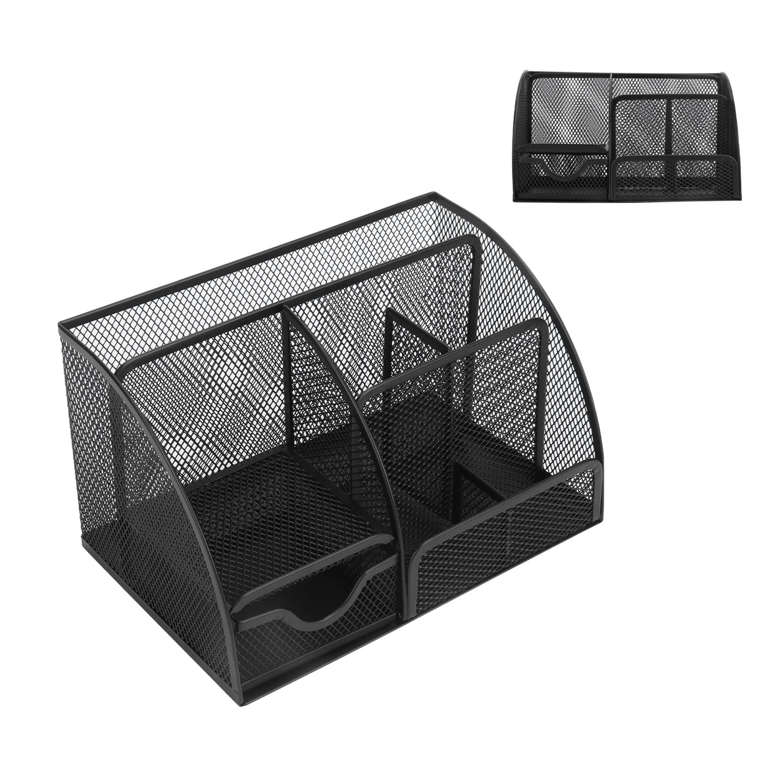 Desktop Mesh Pen Storage Holder 7 Compartments Multifunction Black for Home Sturdy Office V1294-YM0523-3117220033311