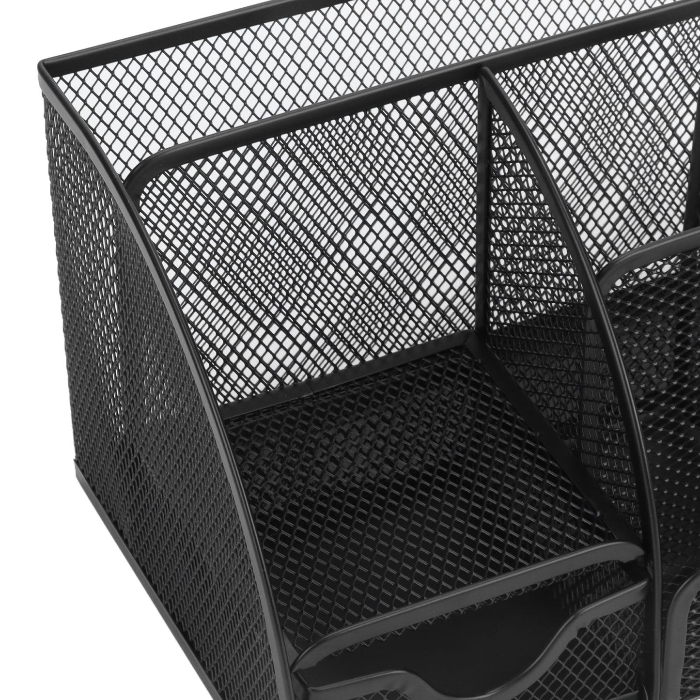 Desktop Mesh Pen Storage Holder 7 Compartments Multifunction Black for Home Sturdy Office V1294-YM0523-3117220033311
