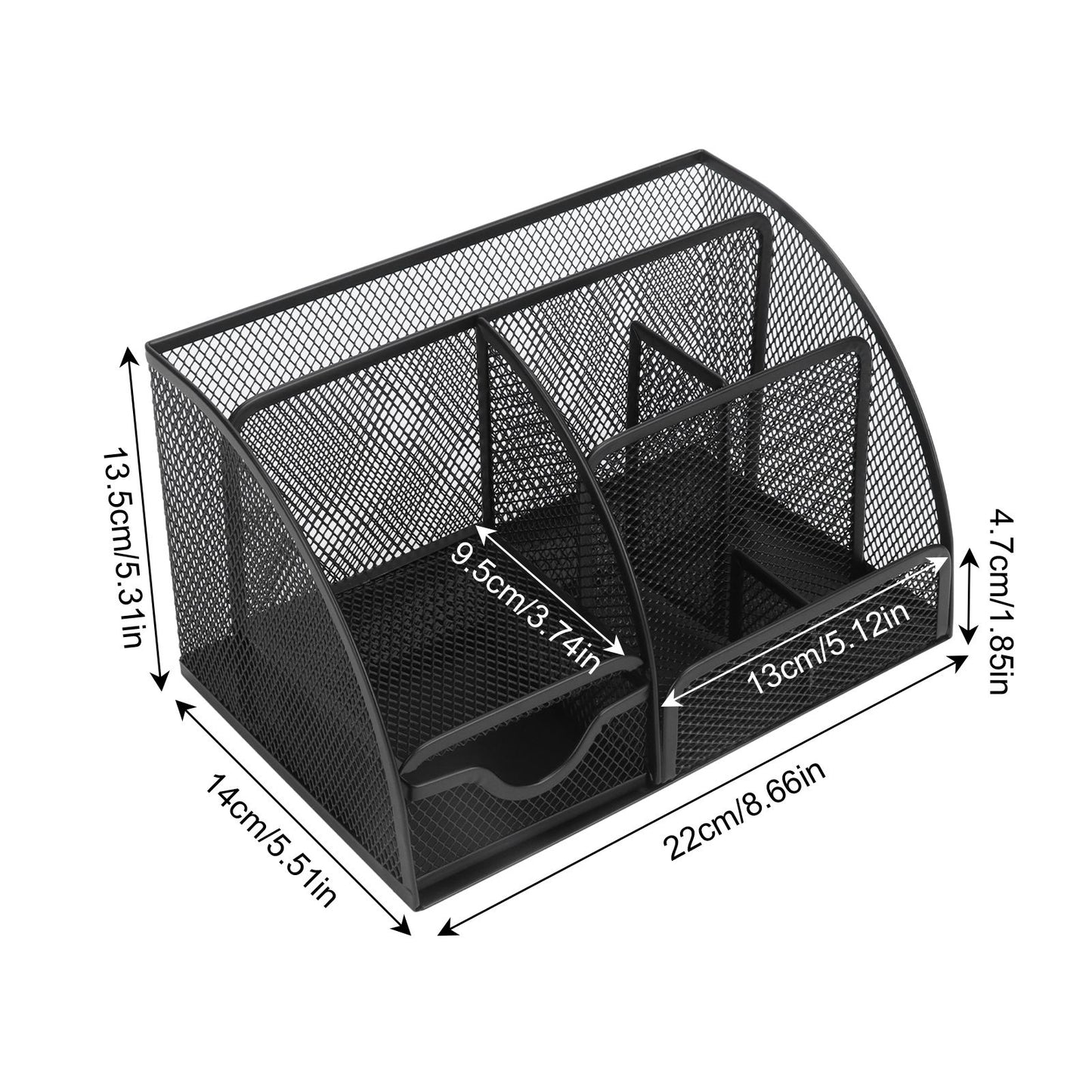Desktop Mesh Pen Storage Holder 7 Compartments Multifunction Black for Home Sturdy Office V1294-YM0523-3117220033311