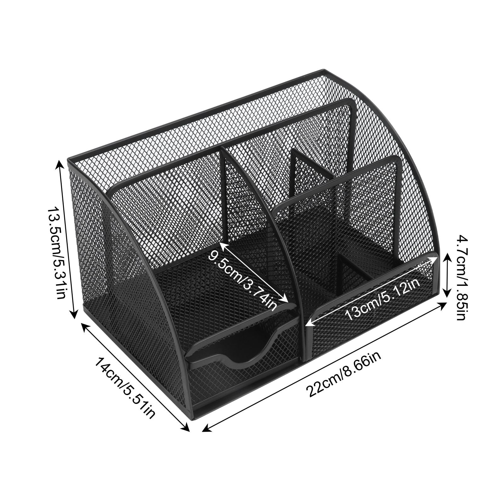 Desktop Mesh Pen Storage Holder 7 Compartments Multifunction Black for Home Sturdy Office V1294-YM0523-3117220033311
