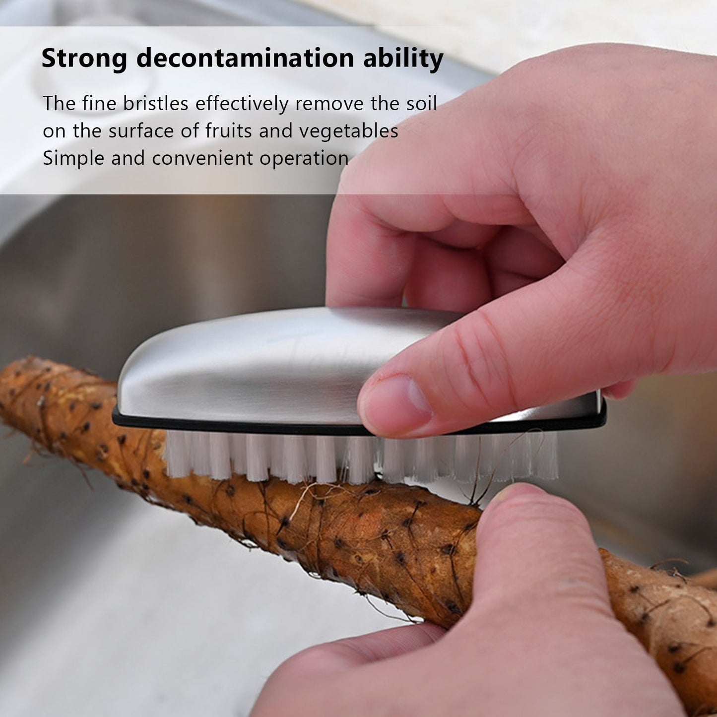 Fruit Vegetable Cleaning Brush 304 Stainless Steel Nylon Wool Multifunction Finger Nail Brush for Kitchen V1294-YM0523-3117220036811