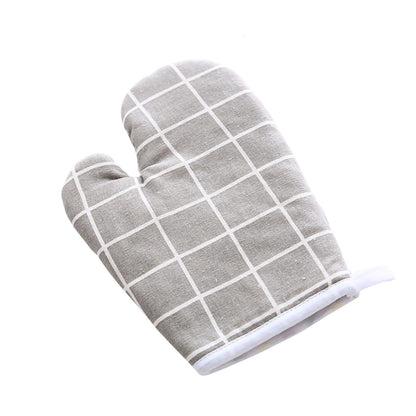 Oven Mitt Cooking Mitten Cotton Lining Heat Resistant Gloves Tool for Baking DishGrey Grids V1294-YM0523-3117220039311