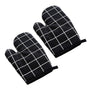 Oven Mitt Cooking Mitten Cotton Lining Heat Resistant Gloves Tool for Baking DishBlack Grids V1294-YM0523-3117220039312