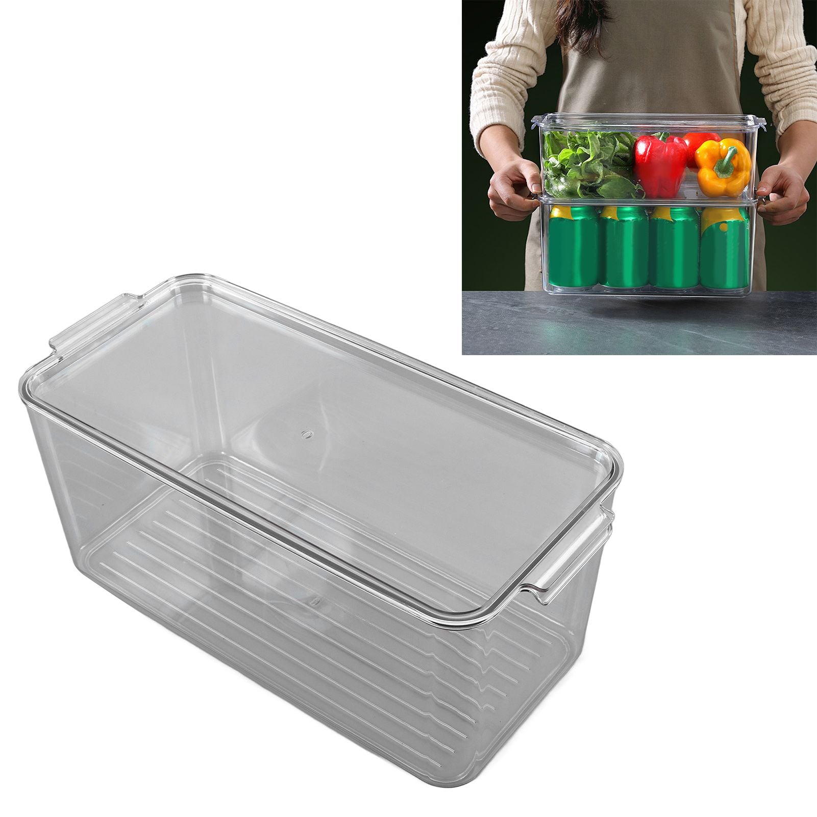 Plastic Storage Box Stackable Refrigerator Kitchen Clear Plastic Fruit Vegetable Preservation Storage BoxHigh V1294-YM0523-3117220041512