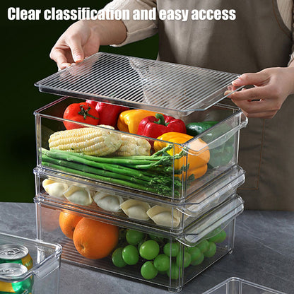 Plastic Storage Box Stackable Refrigerator Kitchen Clear Plastic Fruit Vegetable Preservation Storage BoxHigh V1294-YM0523-3117220041512