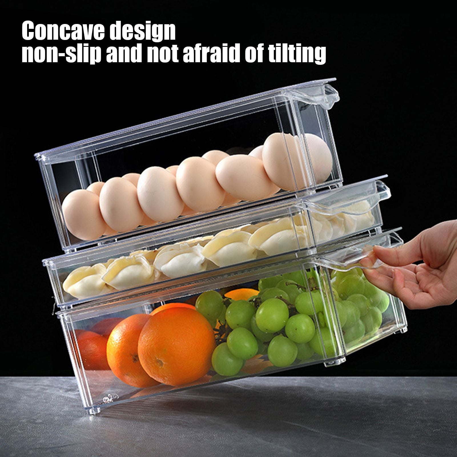 Plastic Storage Box Stackable Refrigerator Kitchen Clear Plastic Fruit Vegetable Preservation Storage BoxHigh V1294-YM0523-3117220041512
