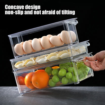 Plastic Storage Box Stackable Refrigerator Kitchen Clear Plastic Fruit Vegetable Preservation Storage BoxHigh V1294-YM0523-3117220041512